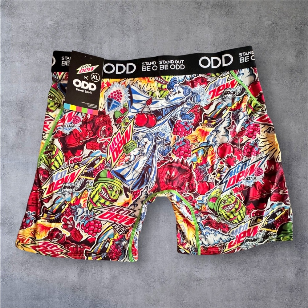 ODD XL Cherry Voltage Mountain Dew Code Red Spark Allover Print Boxer Briefs.
